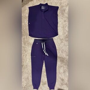 Figs Deep Purple Jogger Pants Set